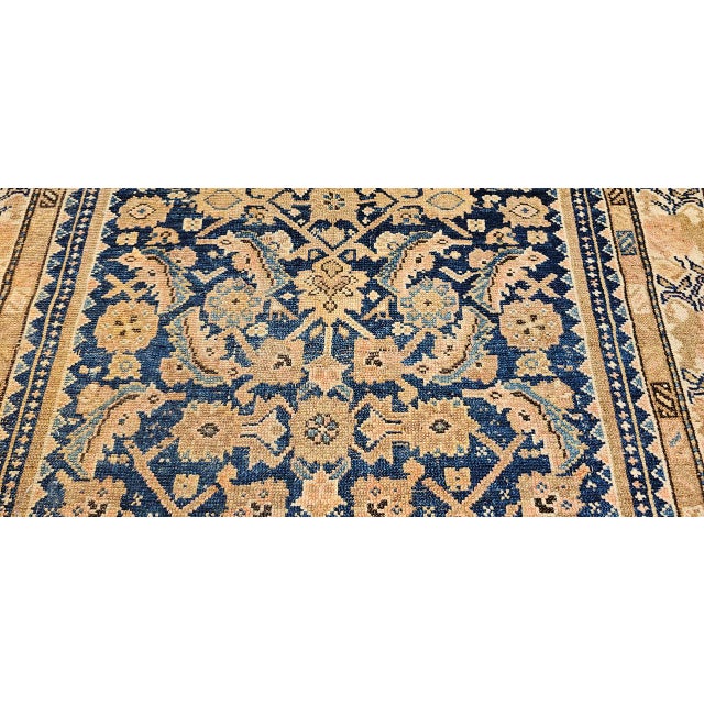 Antique Persian Malayer Area Rug, Hand-Knotted Wool, Geometric Pattern, 4x7, Navy & Ivory For Sale - Image 15 of 16