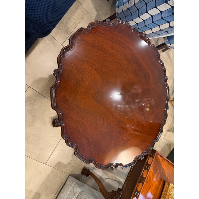English Kindel Winterthur Collection Mahogany Pie Crust Flip Top Table For Sale - Image 3 of 9