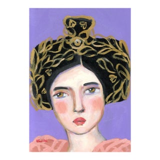 Nerea, Beekeeper Mid Century Modern Oil Portrait Painting by Alexandra Swistak For Sale