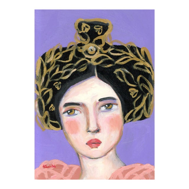 Nerea, Beekeeper Mid Century Modern Oil Portrait Painting by Alexandra Swistak For Sale