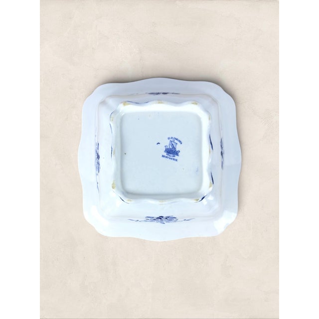 Antique English Blue and White Transferware Serving Dish For Sale - Image 4 of 8