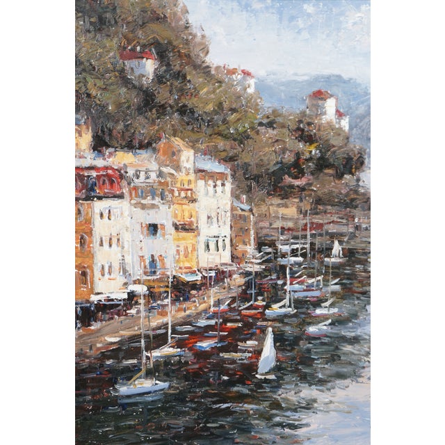 Early 20th Century European Impressionist Oil Painting Coastal Seascape Sailboats Signed & Framed For Sale - Image 6 of 11