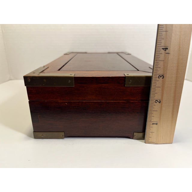 1970s Vintage Chinese Brass Wooden Two Sections Jewelry Box For Sale - Image 9 of 9