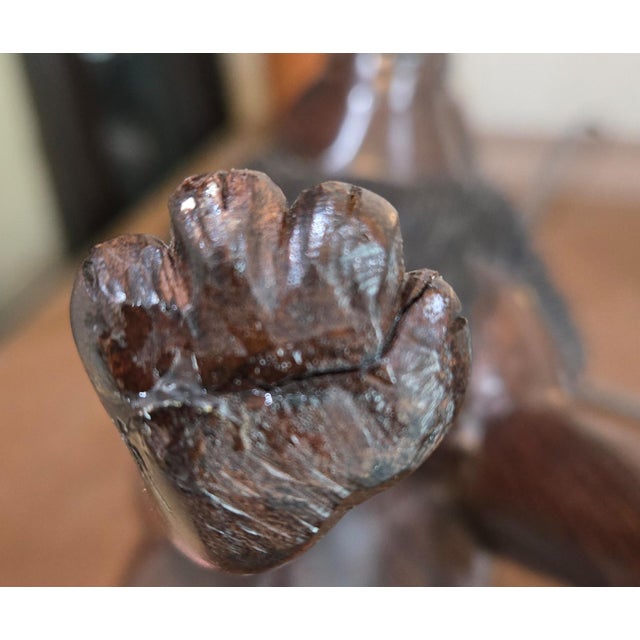 Vintage African Hand-Carved Hardwood Lion Sculpture by Nguma For Sale - Image 10 of 10