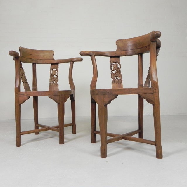 Vintage Corner Chairs in Teak, 1980s, Set of 2 For Sale - Image 9 of 18