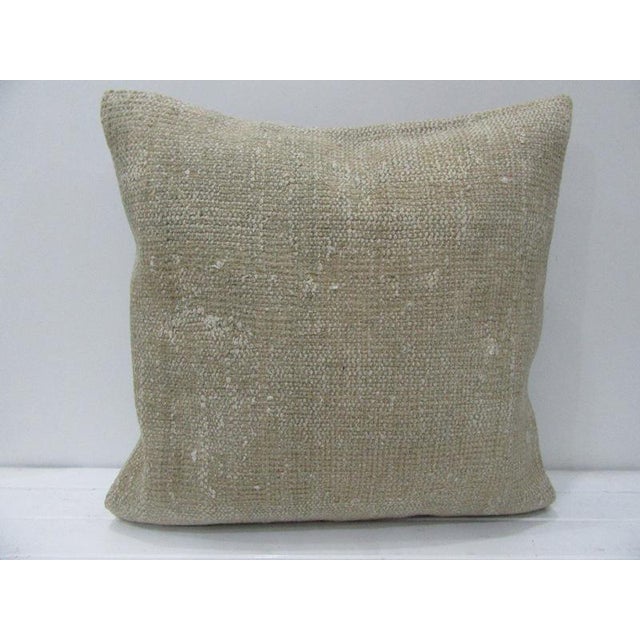 Turkish Plain Decorative Beige Pillow For Sale - Image 4 of 4