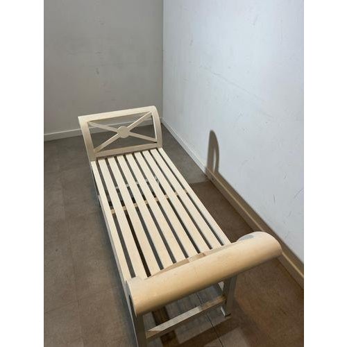 White Painted Wooden Bench For Sale - Image 4 of 6
