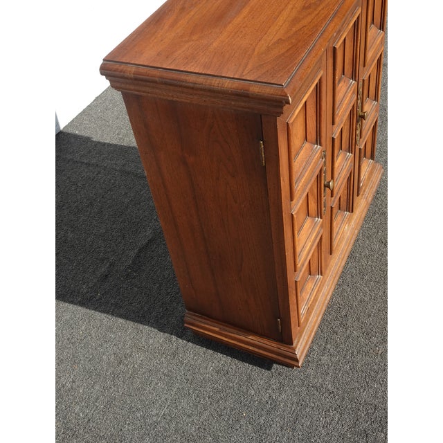 1970s Vintage French Country Brown Side Table Cabinet W Two Doors For Sale - Image 5 of 14