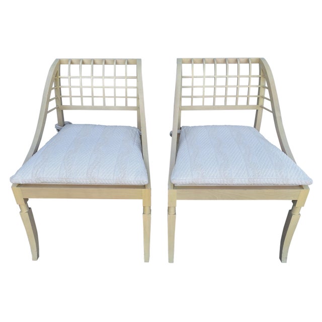 John Saladino Lattice Wood Framed Sleigh Chairs - A Pair For Sale - Image 18 of 18