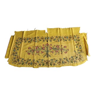 19Th C. Italian Yellow and Green Silk Embroidery Settee Cover Panel #1 For Sale