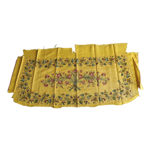 19Th C. Italian Yellow and Green Silk Embroidery Settee Cover Panel #1