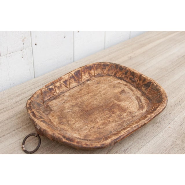 Oval Tribal Carved Wood Bowl For Sale - Image 4 of 10