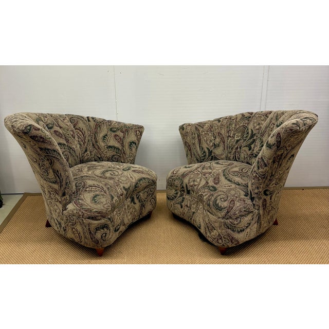 Mid-Century Modern Vintage Vladimir Kagan Style Channel Fan-Shaped Art Deco Inspired Lounge Chairs - A Pair For Sale - Image 3 of 9