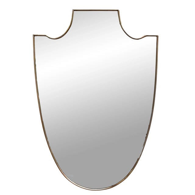 Vintage Italian Brass Shield Wall Mirror by Gio Ponti, 1950s For Sale - Image 6 of 7
