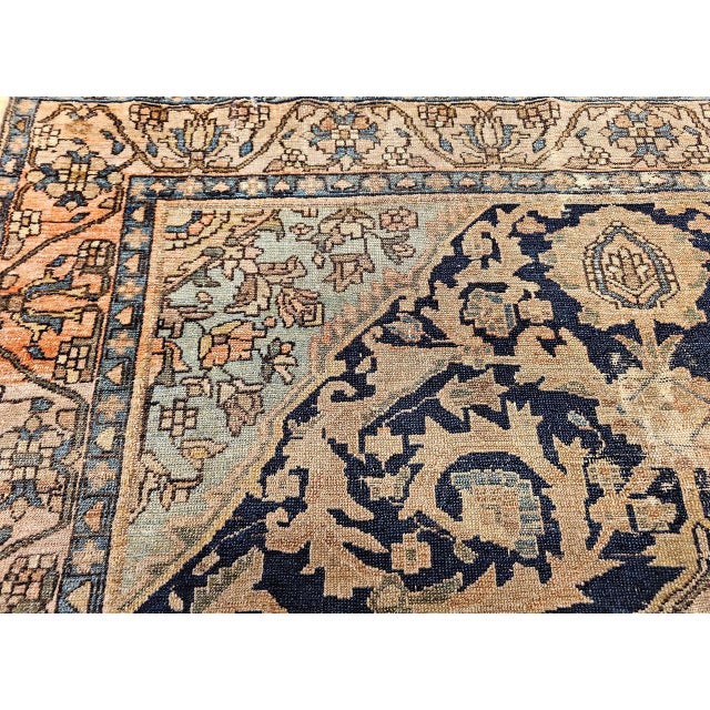 19th Century Farahan Sarouk Rug, Hand-Knotted Wool, Floral Medallion Pattern, Ivory & Navy, 5x6 For Sale - Image 16 of 18