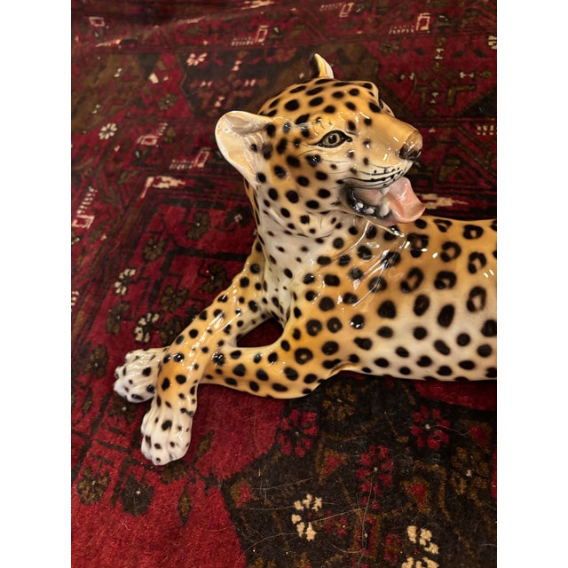 Italian Vintage Ronzan Italian Ceramic Leopard & Cub Sculpture – Model 3/755 [Cm] For Sale - Image 3 of 9