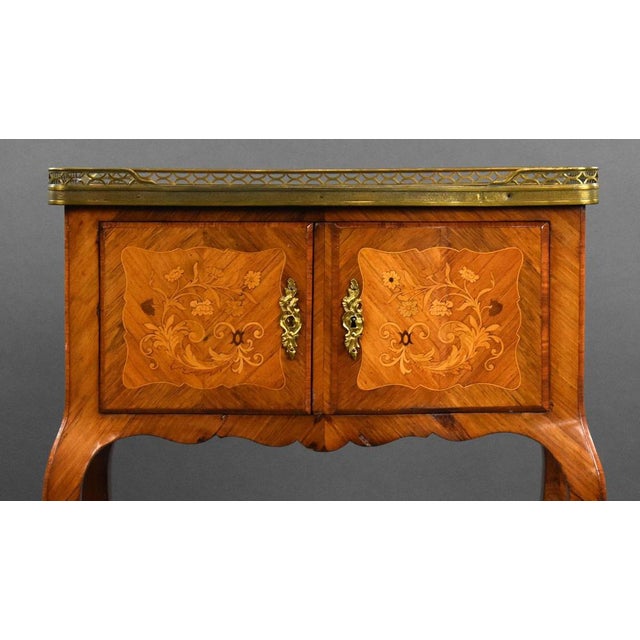 Brown French Marquetry Side Cabinet, 1870s For Sale - Image 8 of 12