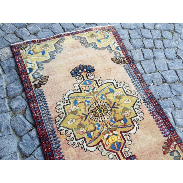 Tribal Vintage Distressed Hand-Knotted Oushak Rug-2′5″ × 4′6″ For Sale - Image 3 of 6