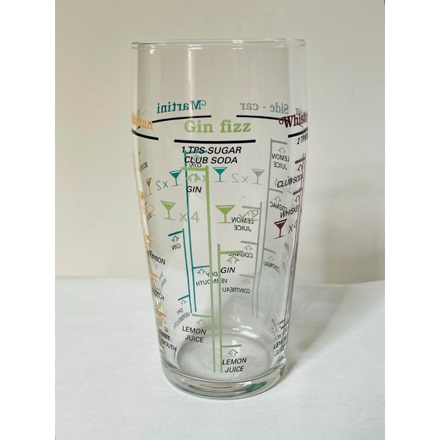 Vintage Pastel Cocktail Recipe Mixing Glass For Sale - Image 4 of 10