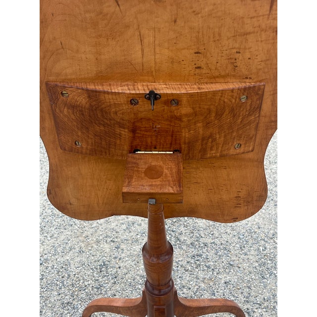 Hepplewhite Style Tiger Maple Tilt Top Candlestand For Sale - Image 10 of 11