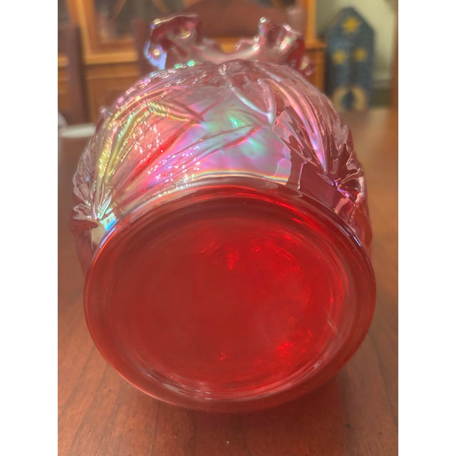 Fenton Art Glass Company Fenton Iridescent Red Cranberry Daffodil Vase For Sale - Image 4 of 10