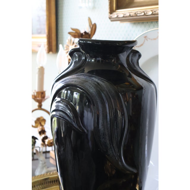 Vintage Harris Potteries Chicago Black & Pewter Art Deco Revival Vase For Sale - Image 9 of 18