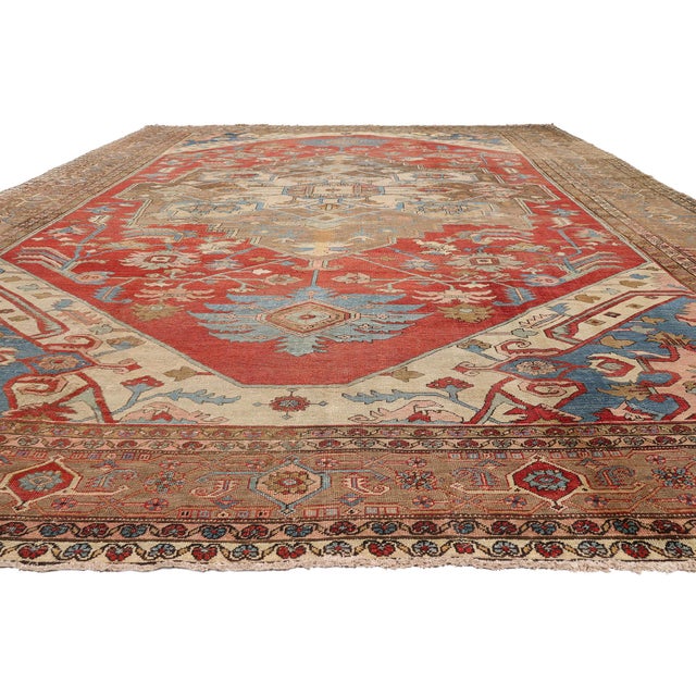 English Late 19th Century Persian Serapi Rug, 12'00 X 18'11 For Sale - Image 3 of 10