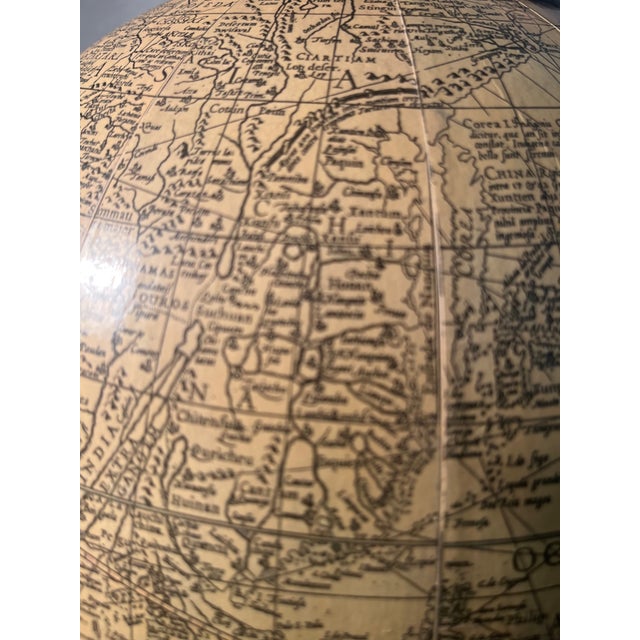 17th Century Replica World Globe Jodocus Hondius Style on Stand With Illustrations For Sale - Image 10 of 14