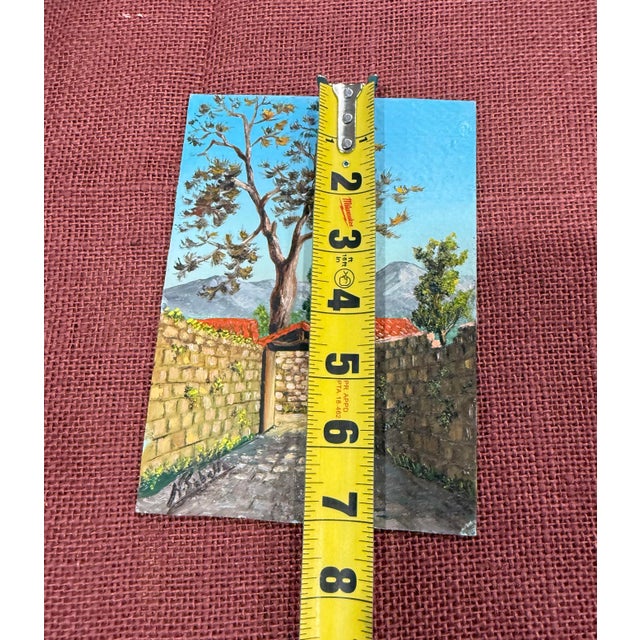 Italian Vintage Oil Painting on Board Italian Landscape Signed For Sale - Image 3 of 4