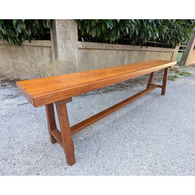 Boho Chic Rustic Oak Bench, France, 1970 For Sale - Image 3 of 14