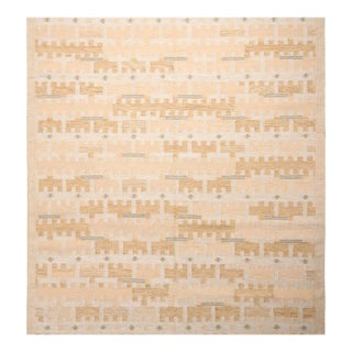 Rug & Kilim’s Scandinavian Style Rug in Ivory and Beige, With Geometric Pattern 9x12 For Sale