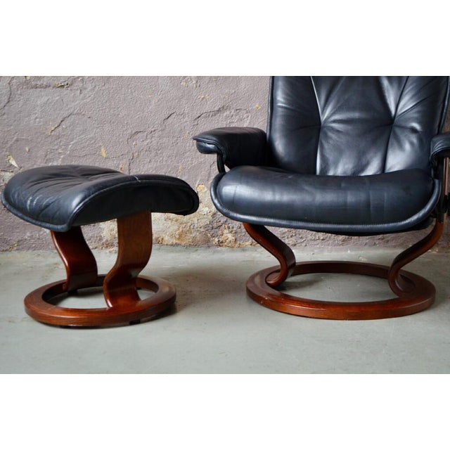 Set of Vintage Norwegian Lounge Chair & Ottoman from Ekornes, 1980s For Sale - Image 6 of 18