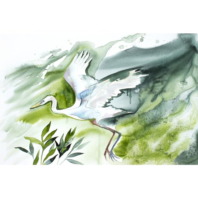 Original watercolor painting on canvas. Varnished and ready to hang, with handmade maple solid wood floater frame. Artist:...