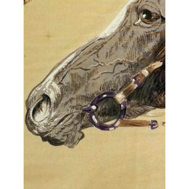 Textile Silk Painting of Horses, France, 1970s For Sale - Image 7 of 10