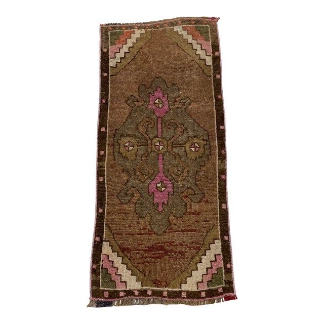 Vintage Accent Oushak Wool Rug For Sale