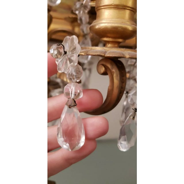 Bronze 19thc Antique Grand Scale French Louis XVI Style Gilt Bronze W/ Cut Rock Crystal 7 Light Candelabras/ Girandoles a - Pair For Sale - Image 8 of 11