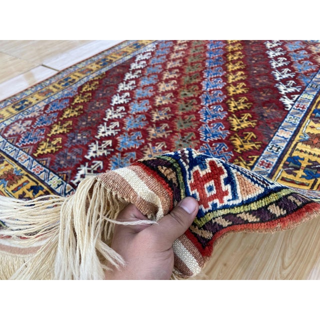 Red Vintage Shirvan Wool Rug, Red Floral Sprig For Sale - Image 8 of 12
