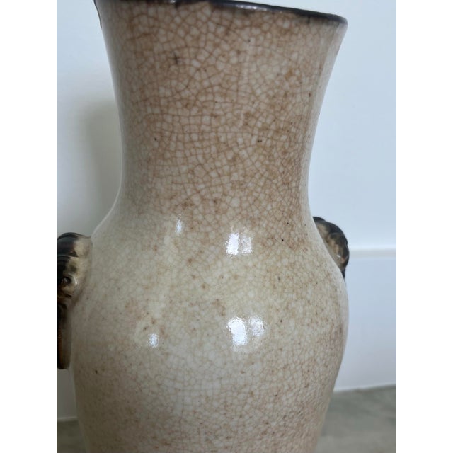 Ceramic Antique Chinese Porcelain Vase With Sculpted Fu Dog Handles, C. 1880s For Sale - Image 7 of 12