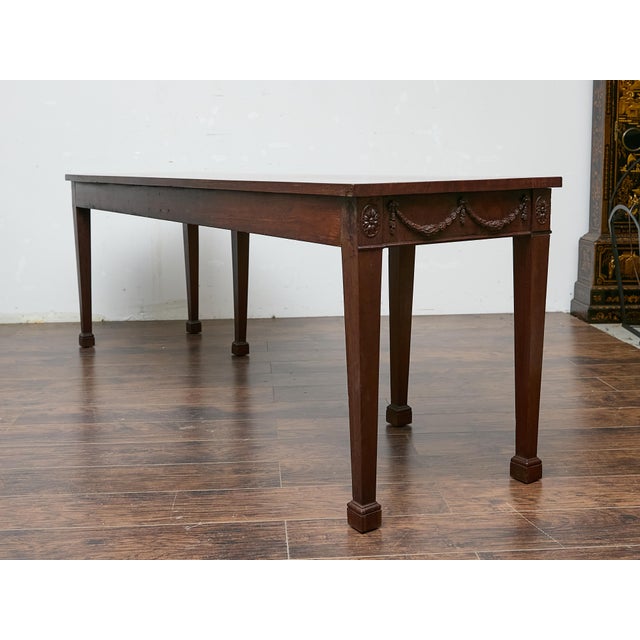 Brown English Neoclassical Style 19th Century Mahogany Console Table with Carved Swags For Sale - Image 8 of 11