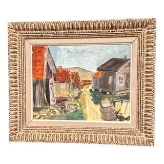 Swedish Artist, Rural Village, 1950s, Oil on Panel, Framed For Sale
