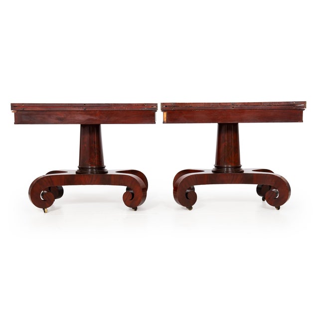 Fine Pair of American Classical Mahogany Card Tables, Massachusetts Ca. 1820 For Sale - Image 4 of 13