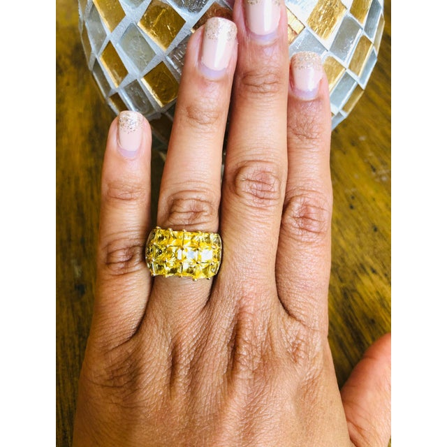 Yellow Sapphire White Gold Statement Ring, Size 7 For Sale In Los Angeles - Image 6 of 6