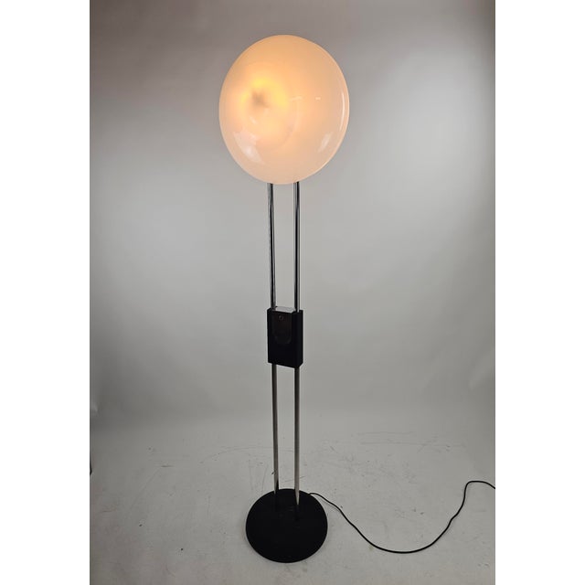 Large Italian Floor Lamp with Two Glass Discs, 1970s For Sale - Image 9 of 9