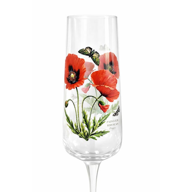 Traditional Vintage Portmeirion Botanical Garden Stemmed Champagne Flutes- Set of 3 For Sale - Image 3 of 8
