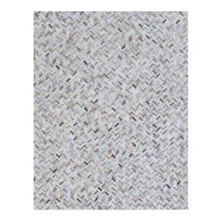 Exquisite Rugs Willoughby Patchwork Leather Silver - 5'x8' For Sale
