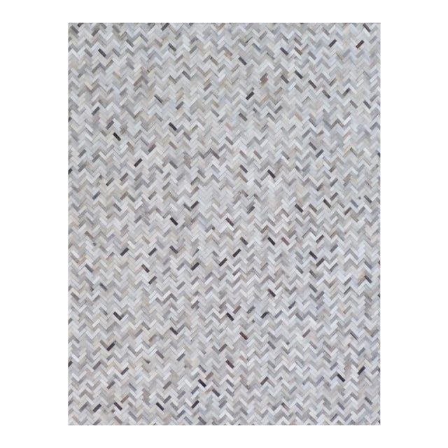 Exquisite Rugs Willoughby Patchwork Leather Silver - 5'x8' For Sale