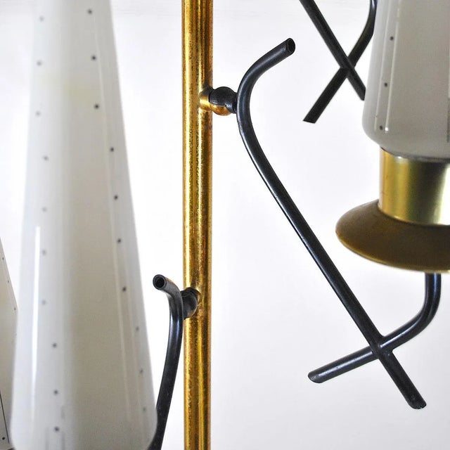 Stilnovo Opaline Glass & Brass Floor Lamp by Stilnovo, 1950s For Sale - Image 4 of 13