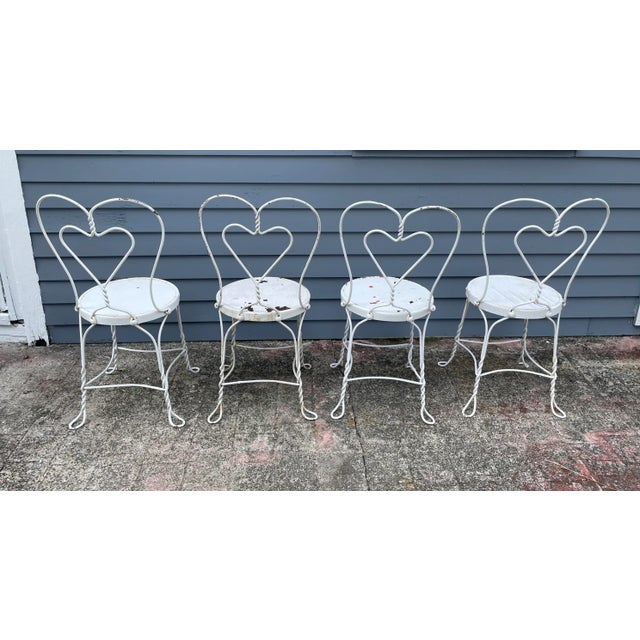 Vintage Wrought Ice Cream Parlor Chairs - Set of 4 For Sale - Image 4 of 11