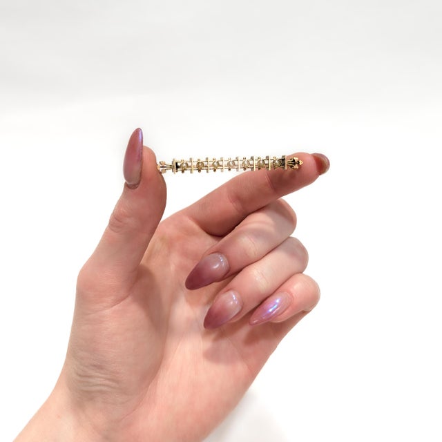 Antique Victorian 14k Yellow Gold & Seed Pearl Aesthetic Movement Bar Pin/Brooch For Sale - Image 4 of 12