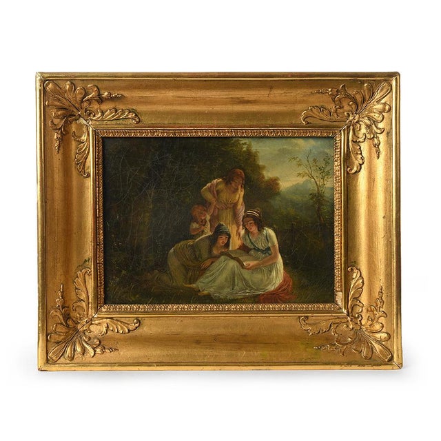 French School Artist, Reading in the Woods, Late 18th Century, Oil Painting, Framed For Sale - Image 4 of 4